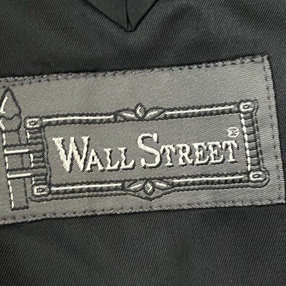 Wall Street Men's 100% Pure Wool Navy Blazer Sport Coat Size 42R Striped - Picture 7 of 12